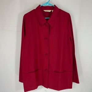 NEW Red Silk/Linen Blouse w/ Knot Buttons